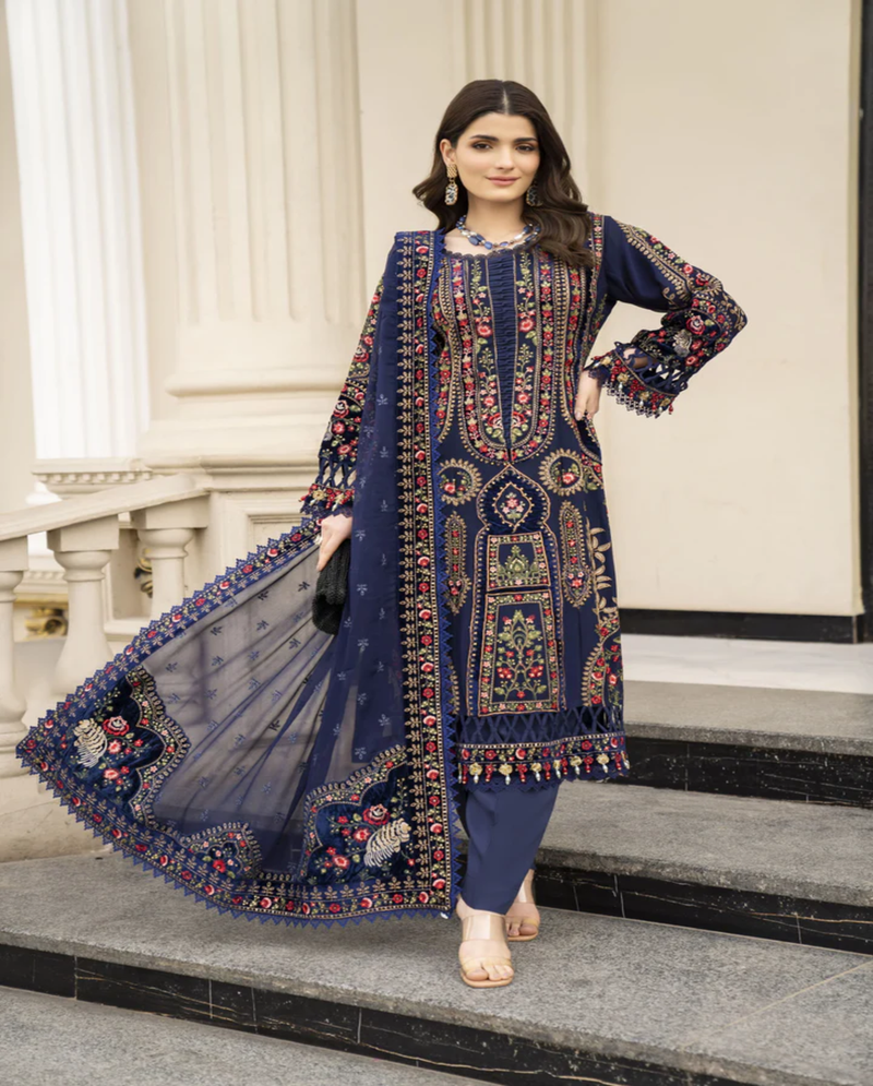 Luxury Embroidered Dhanak 3-Piece Suit