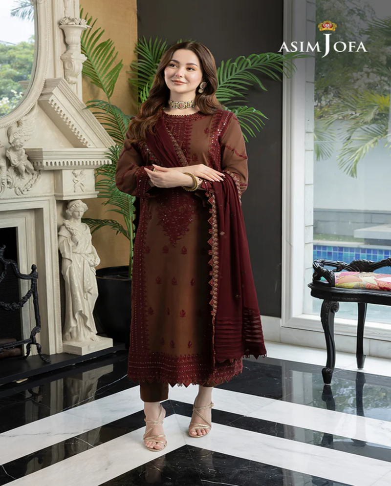 Embroidered Dhanak 3-Piece Suit