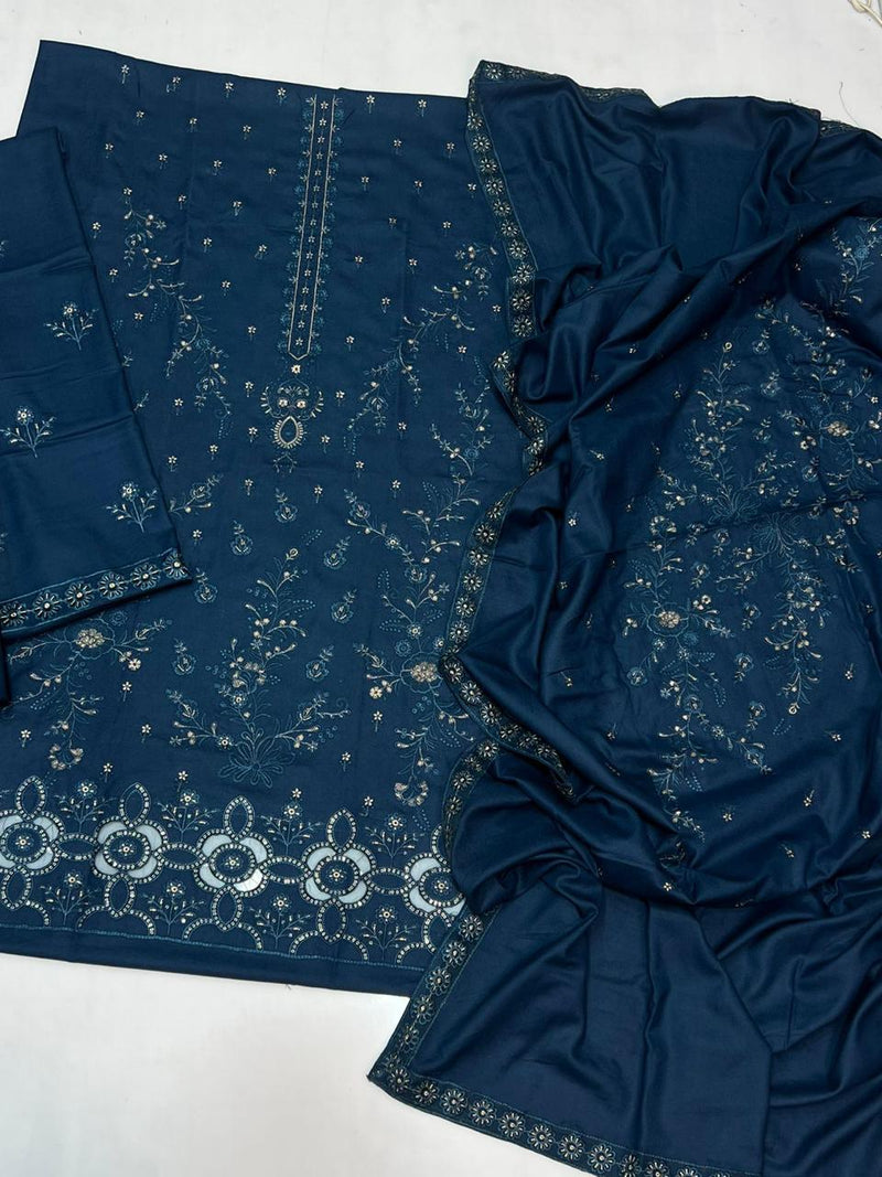 Luxury Embroidered Zinc Dhanak Winter Suit