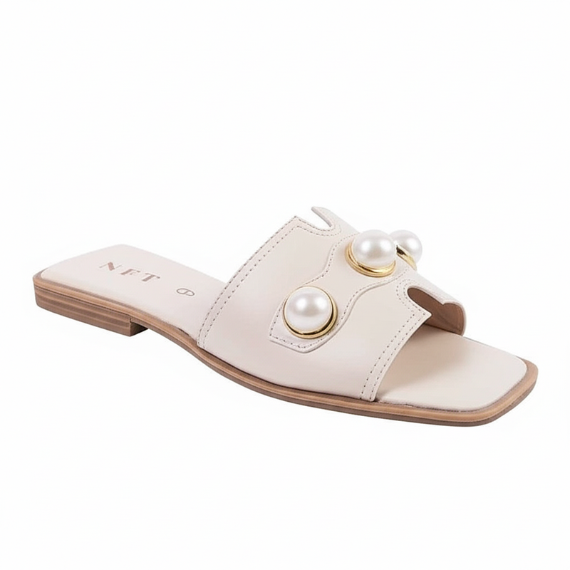 Women's Pearl-Embellished Slide Sandals
