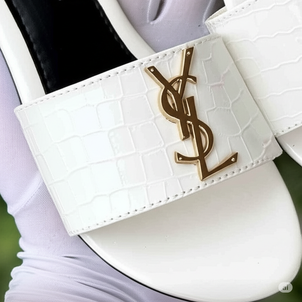 Chic White Crocodile-Textured Flat