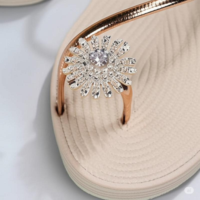Sparkling Rose Gold Flip-Flops