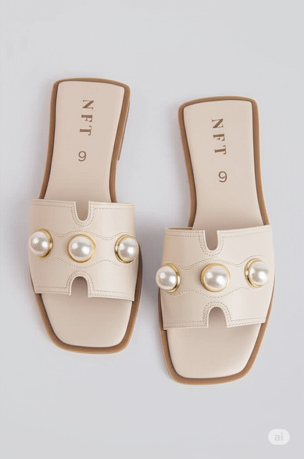 Women's Pearl-Embellished Slide Sandals