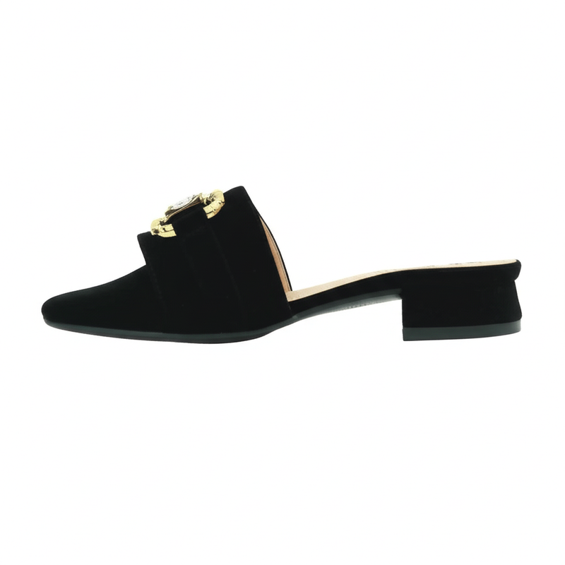 Black & Gold Embellished Mules