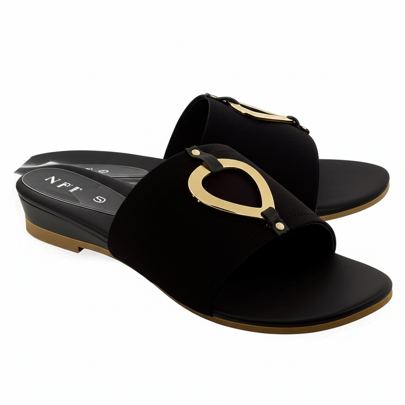Sophisticated Black Wedge Sandals