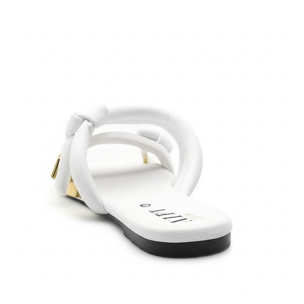 White Crisscross Strap Flat Sandals