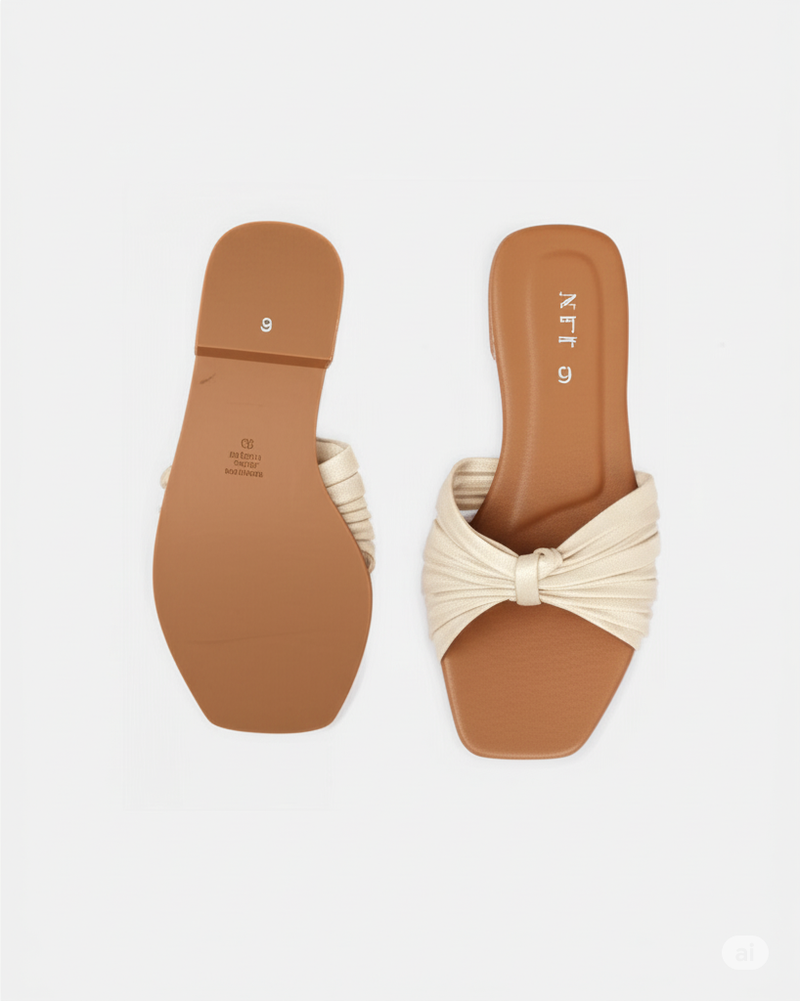 Knotted Nude & Brown Slides