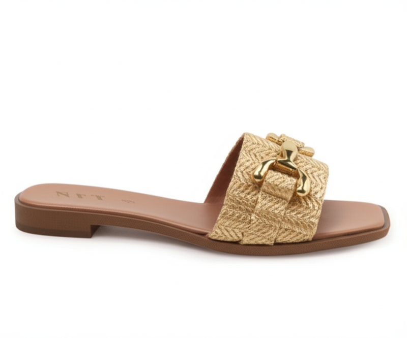 Woven Gold Buckle Slides