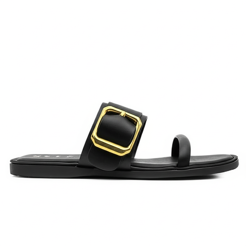 Black Buckle Strap Slides