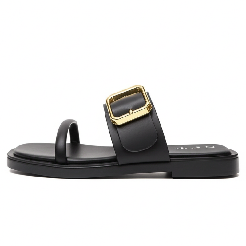 Black Buckle Strap Slides