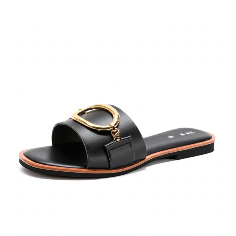 Stylish Black Flat Sandals