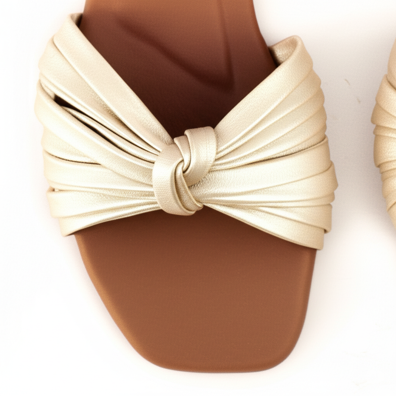 Knotted Nude & Brown Slides