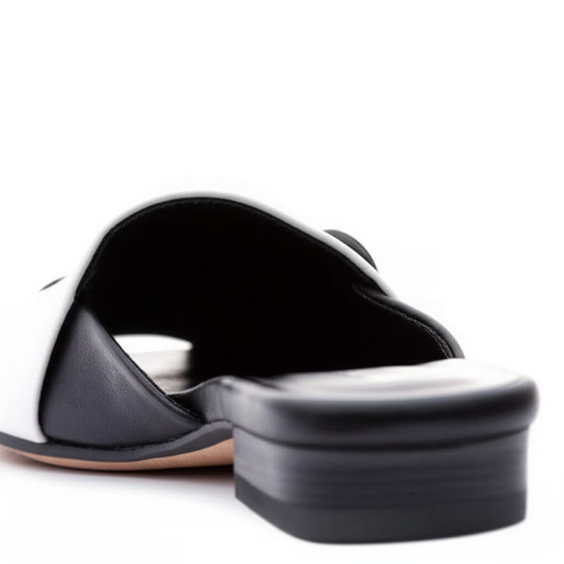 Women's Two-Tone Block Heeled Mules