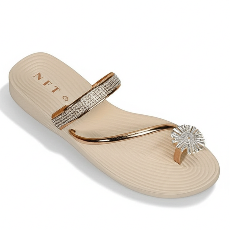 Sparkling Rose Gold Flip-Flops