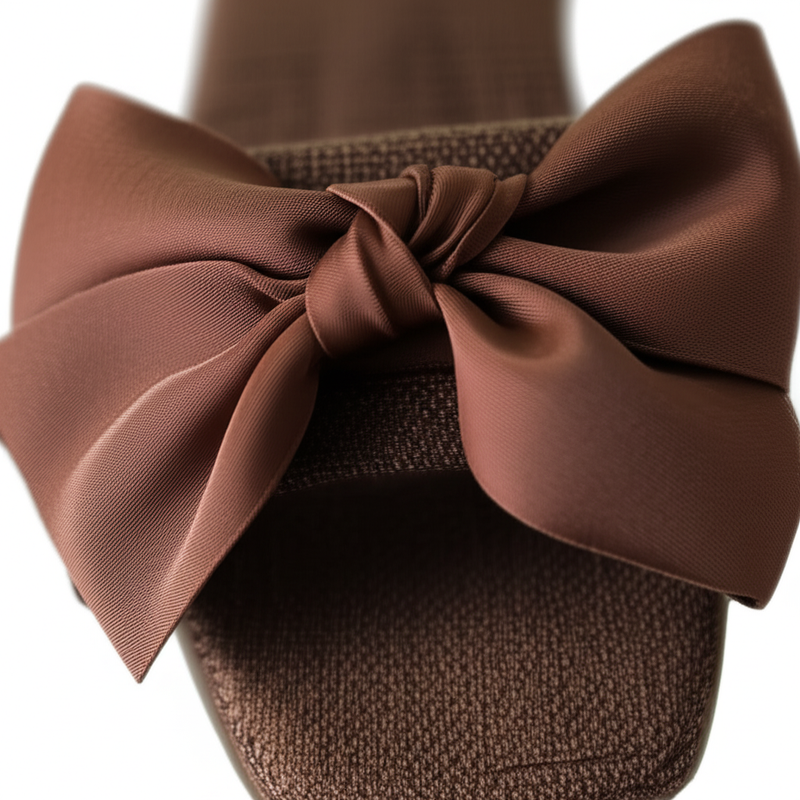 Charming Brown Bow Flat Sandals