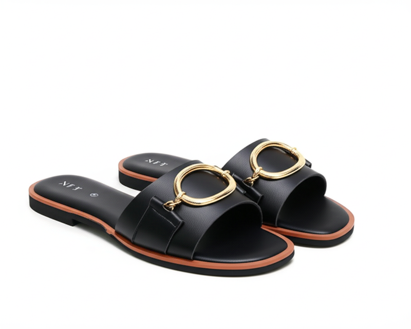 Stylish Black Flat Sandals