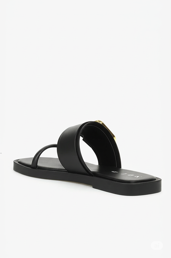 Black Buckle Strap Slides