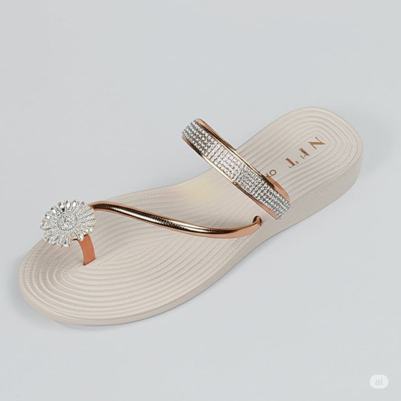 Sparkling Rose Gold Flip-Flops