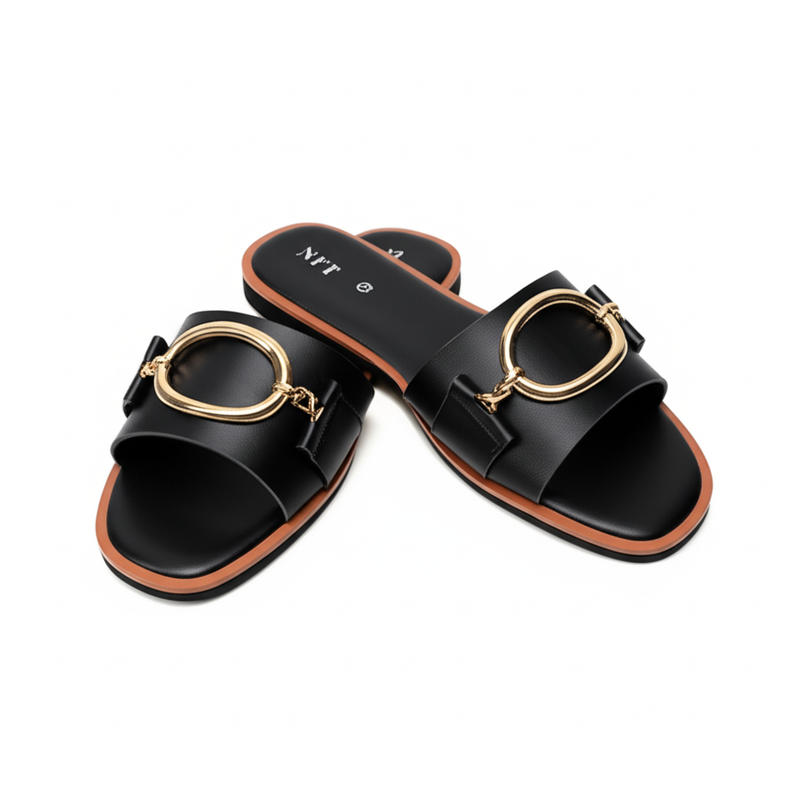 Stylish Black Flat Sandals