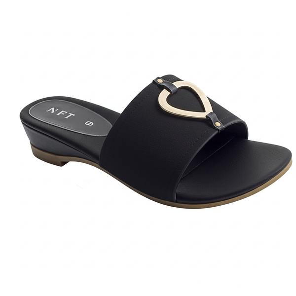 Sophisticated Black Wedge Sandals
