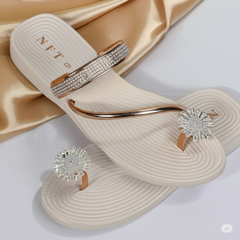 Sparkling Rose Gold Flip-Flops