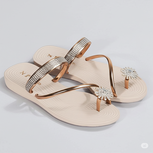 Sparkling Rose Gold Flip-Flops