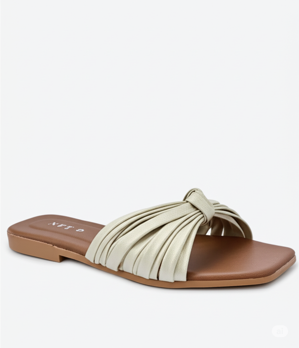 Knotted Nude & Brown Slides
