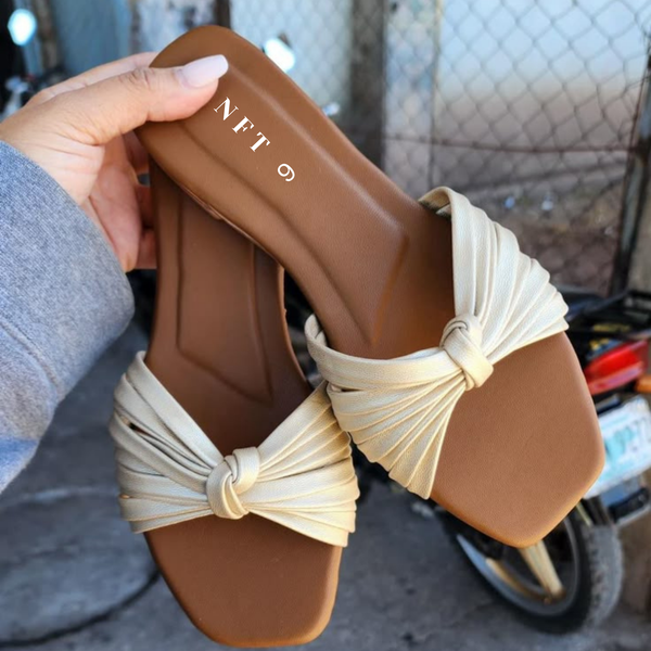 Knotted Nude & Brown Slides
