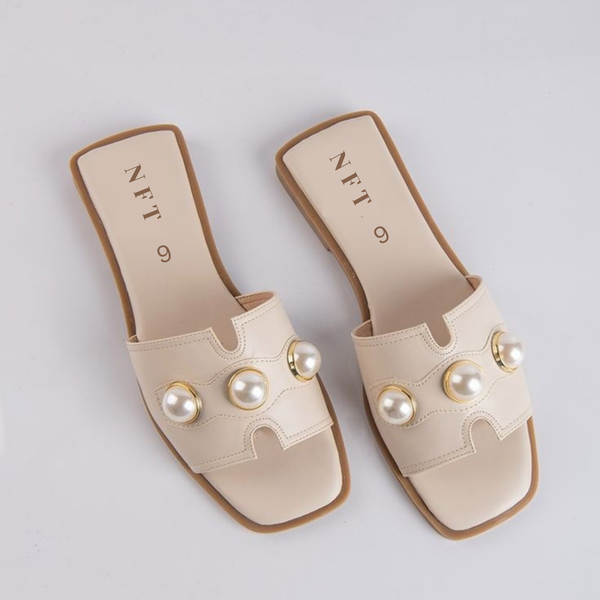 Women's Pearl-Embellished Slide Sandals
