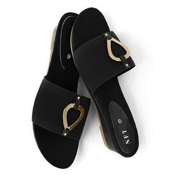 Sophisticated Black Wedge Sandals