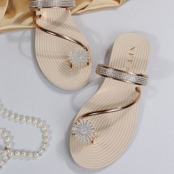 Sparkling Rose Gold Flip-Flops