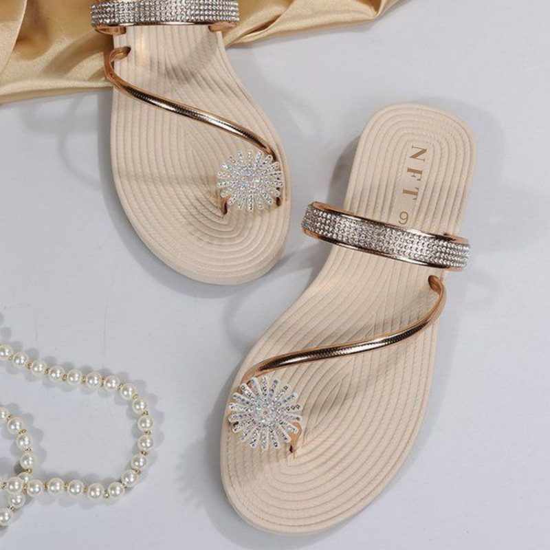 Sparkling Rose Gold Flip-Flops
