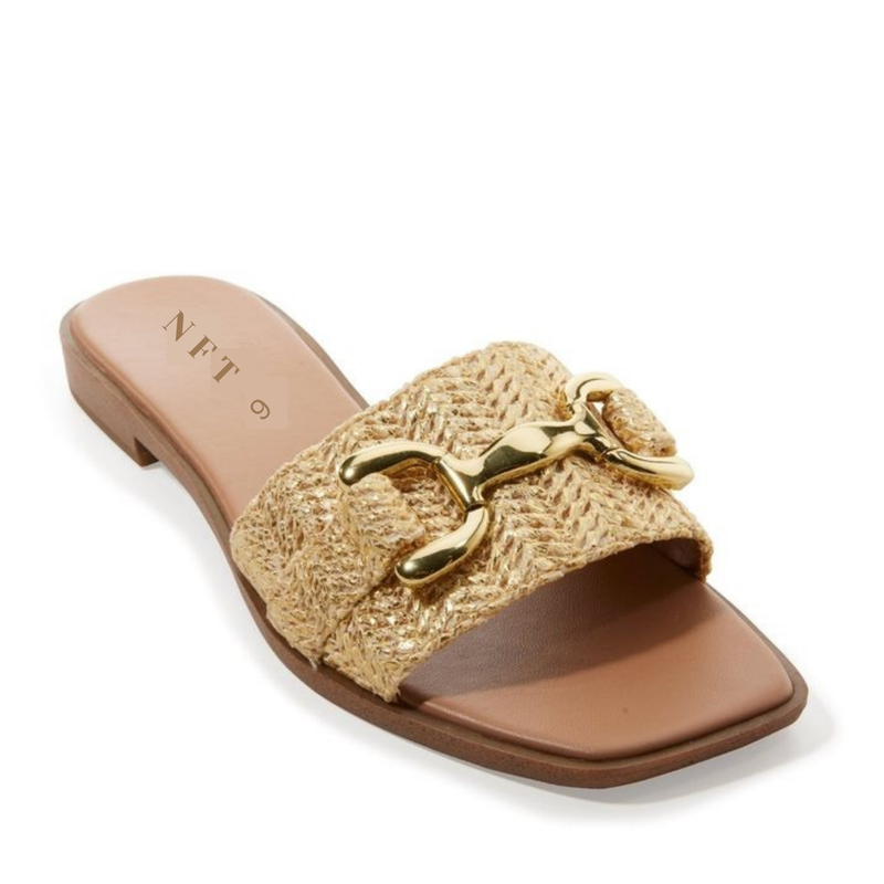 Woven Gold Buckle Slides
