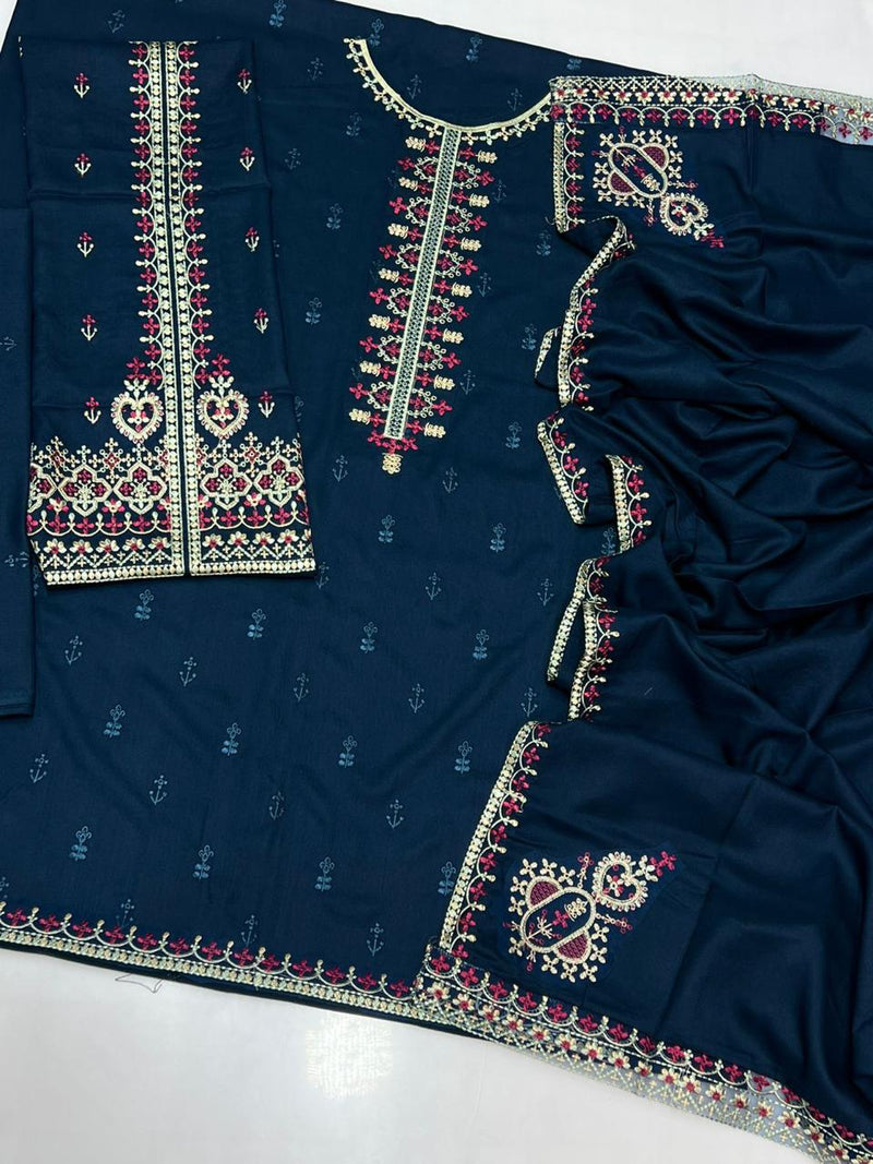 Dhanak Embroidered 3-Piece Suit